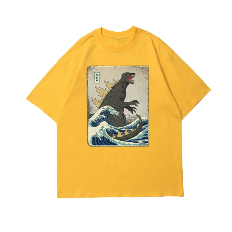 

Japanese Ukiyo-e Harajuku Vintage Funny Van Kanagawa Surf Ritu Art Oil Painting Print T Shirt Ulzzang Unisex T-shirt Oversized