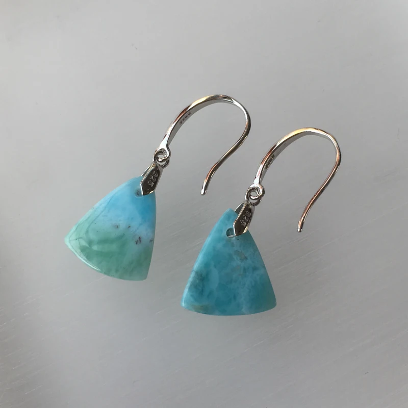 CSJ натуральный синий Larimar высокое качество маленькие звездочки серьги из