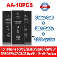 10pcs battery for iphone 6s 6 7 8 plus iphone x se 2020 se2 5s 5c 5 xr xs max replacement bateria for apple iphone6s iphone7 aa