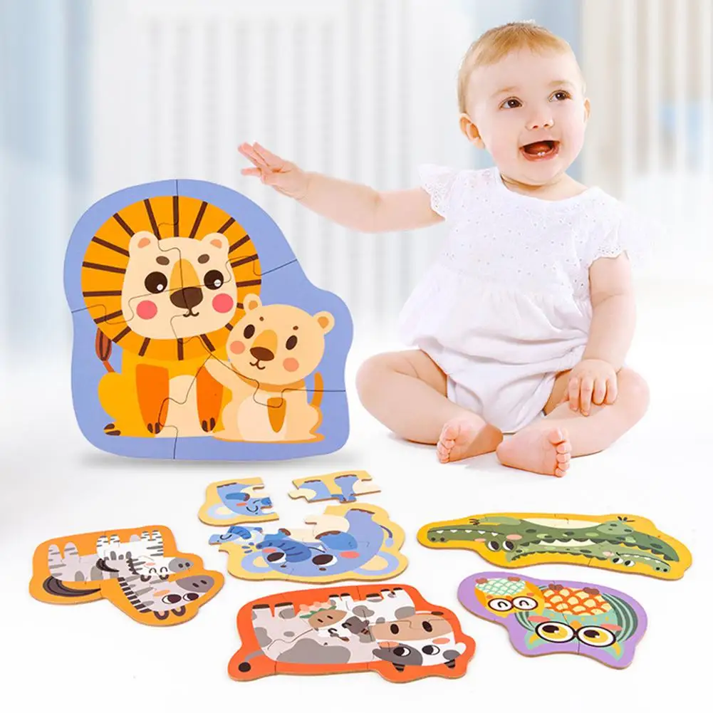 

6Pcs/Set Wooden Matching Puzzle with Cute Cartoon Shape Kids Cognitive Toys Gift