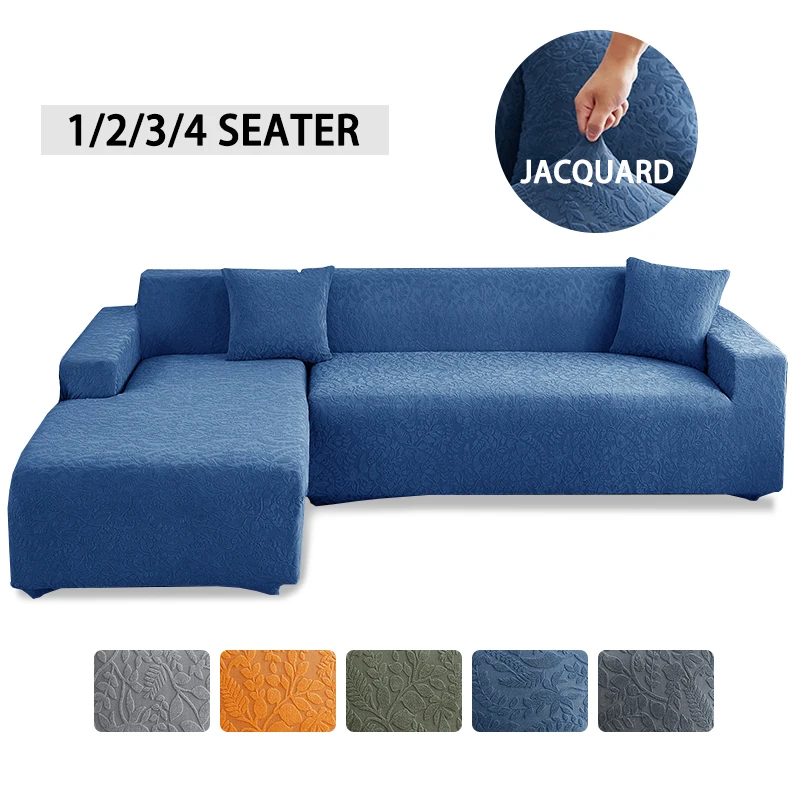 

Waterproof Jacquard Sofa Cover Elastic For Living Room Armchair Plain Bule Corner Sofa Cover Chaise Couch Cushion New Home Decor