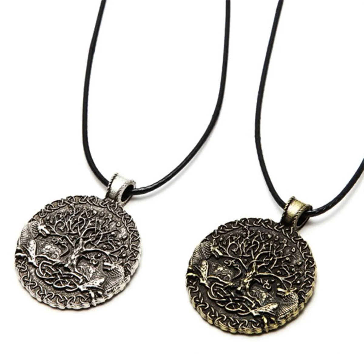 

Norse Viking Amulet Fenrir Wolf Celtic Tree Life Wiccan Corded Pendant Necklace