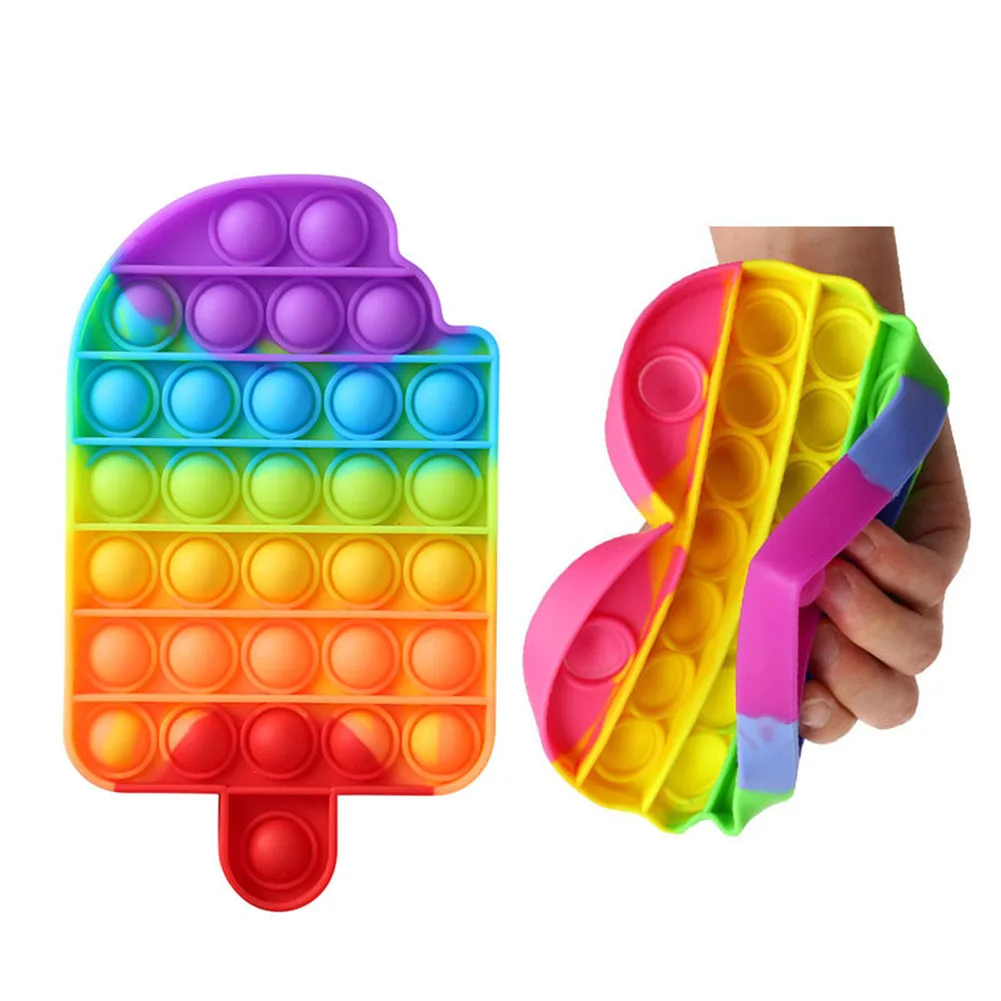 Juego de burbujas sensoriales para aliviar el autismo para ni&ntilde;os y adultos, juguete inquieto de dinosaurio, pulpo, helado-3