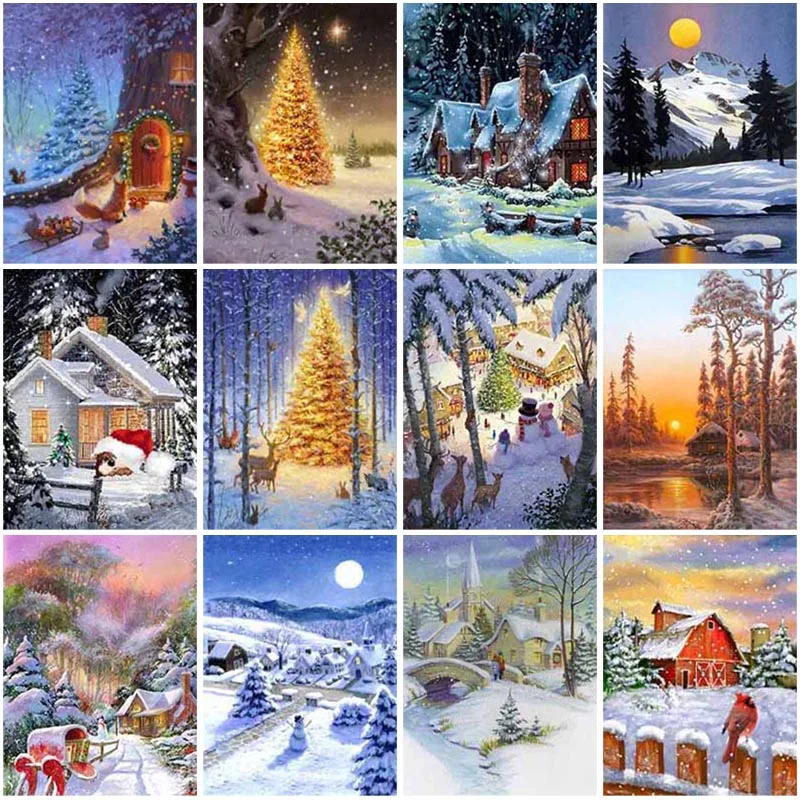 

5D Diy Diamond Painting Snow Scene Diamond Embroidery Christmas Gift Landscape Mosaic Resin Home Decor Girl Hobby Full Drill