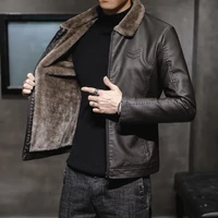 new thick leather jacket mens winter autumn mens jacket fashion faux fur collar windproof warm coat male clothing