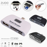 4 types otg type c usb3 1 card reader sdtf multifunctional smart 4 in 1 adapter with micro charge port pc phone hub
