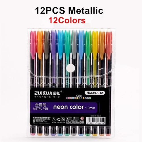 12Color Metallic GENKKY продвижение ручка 48 Цвета набор гелевых ручек гелевая ручка с блестками, способный преодолевать Броды для взрослых раскраски журналов для рисования Рисование маркер для рисования - Цвет: 12Color Metallic