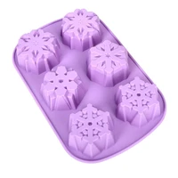 diy snowflake shaped cake mold 6 cavities silicone pastry chocolate baking mold homemade fondant candy pudding mould cake tools