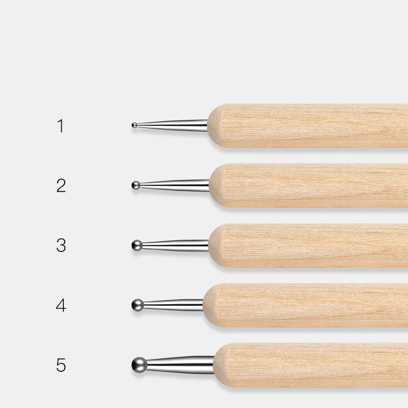 

5Pcs/Set 2 Way DIY Nail Art Dotting Pen Wood Handle Salon Decoration on Rhinestones Picking Manicure Tools Kit