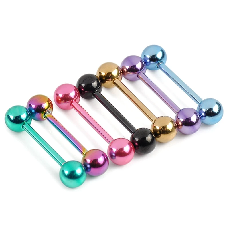 

7pcs/set Plated Stainless Steel Mixed Colors Tounge Rings Piercing Body Jewelry