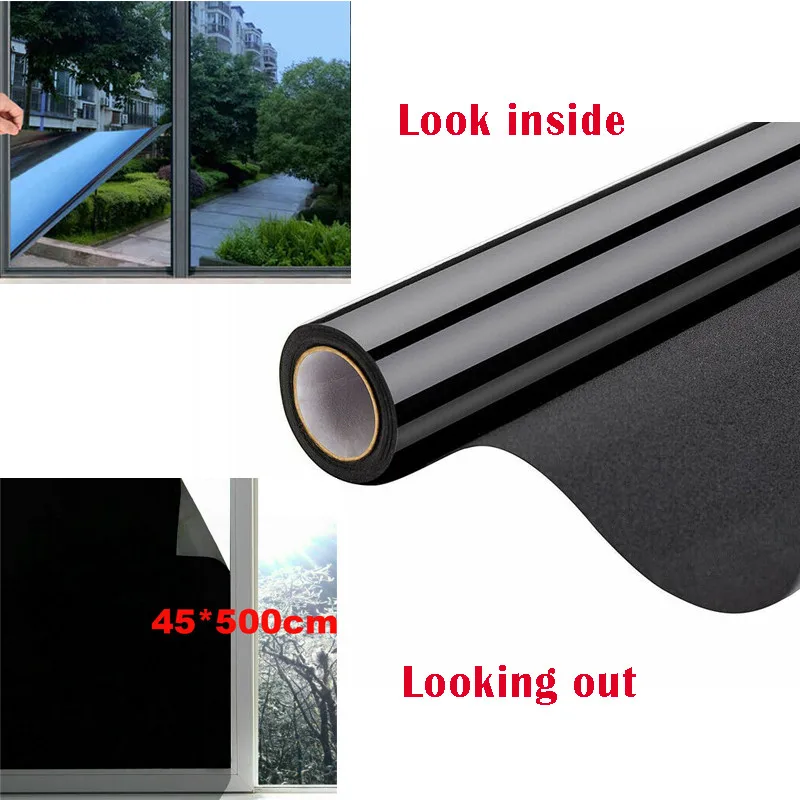 

Black Sunscreen Glass Film Blackout Static Cling Casement Film For Privacy Protection To Block Sun UV Window Cover Wholesale