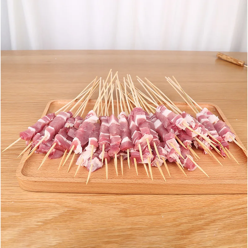 

100pcs Bamboo Barbecue Skewers Disposable Wooden BBQ Sticks Barbecue Grill Mats Fork Food Stick Outdoor Camping Party Supplies