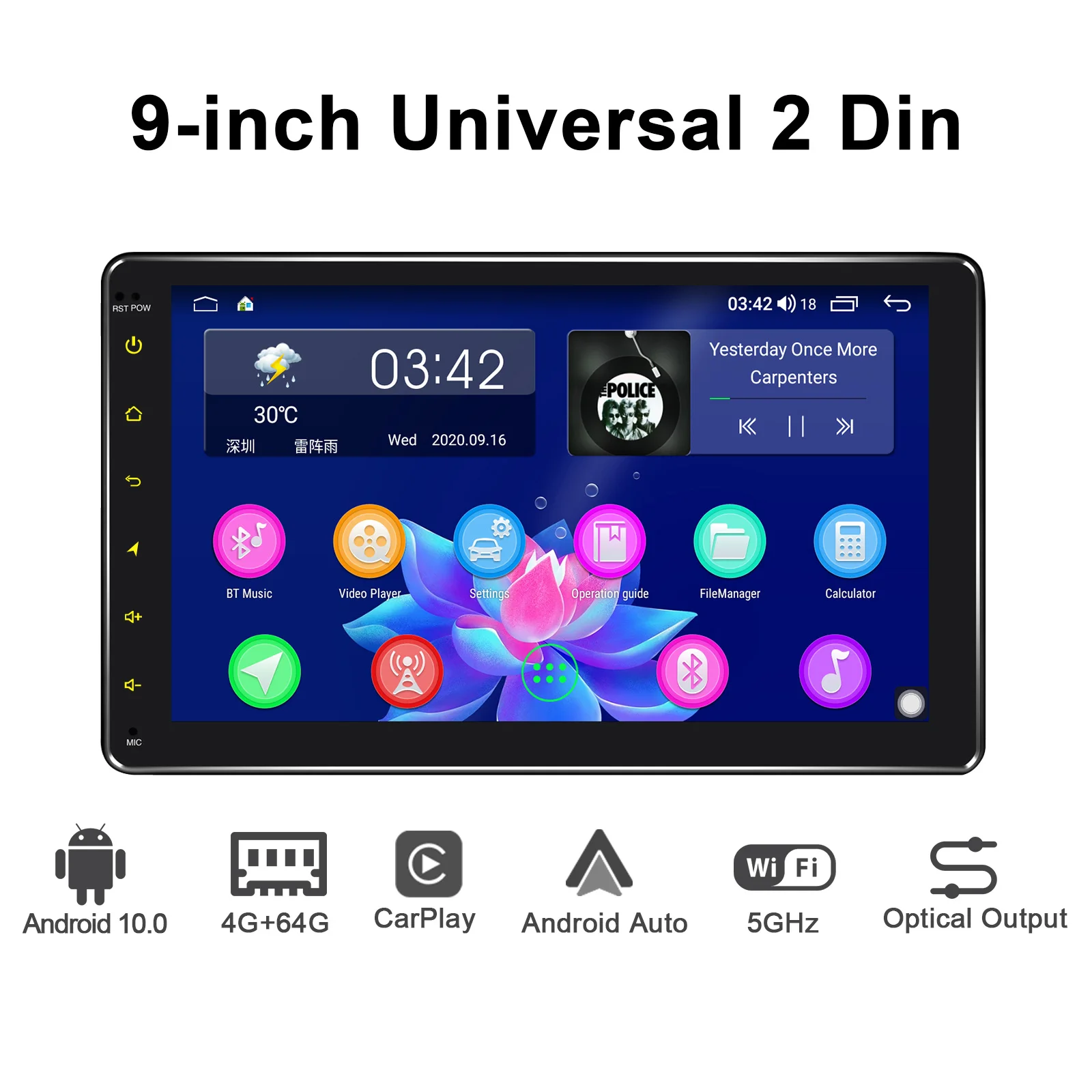 JOYING 9 дюймов 4 Гб RAM + 64 ГБ Octa Core 1280*720 IPS экран 2 din GPS навигация Универсальный Головной