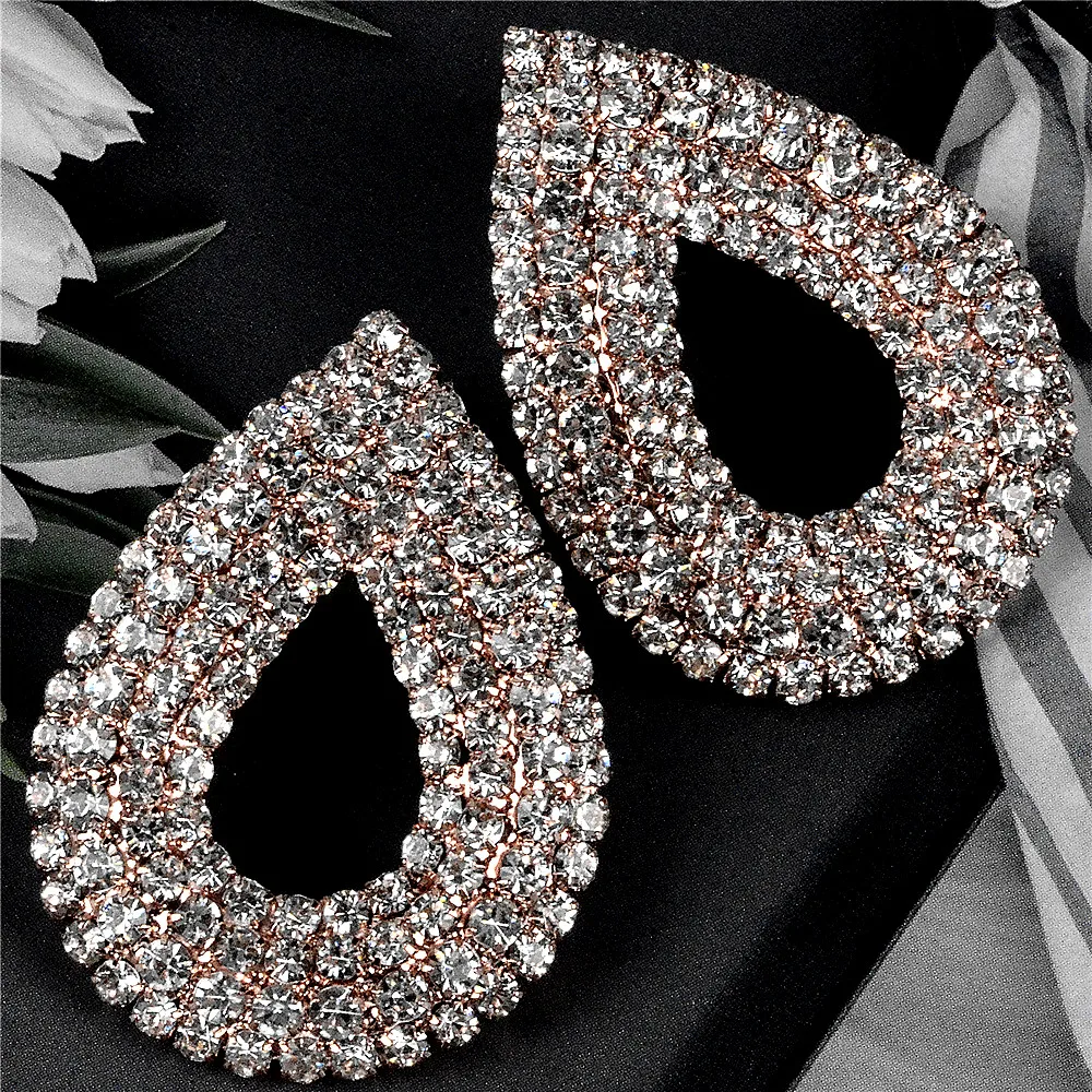 2021 New Ladies Crystal Earrings Fashion Drop-shaped Accessories Wholesale Bridal Wedding Prom Jewelry Coruixi