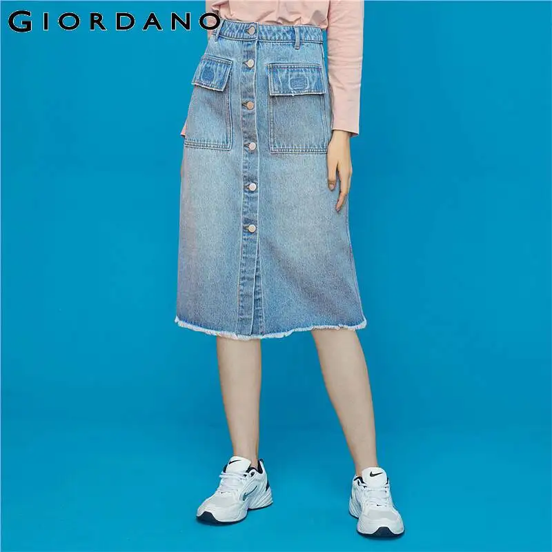 Женская джинсовая юбка на пуговицах с множеством карманов | одежда