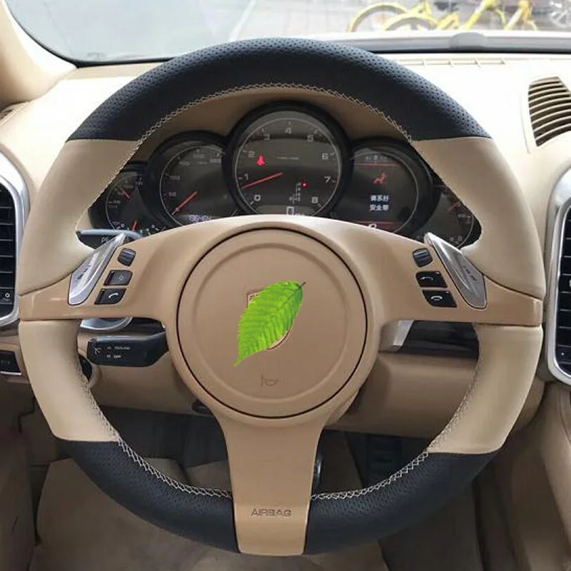 

Hole Leather Thread Steering Wheel Hand Sewing Cover For Porsche Cayenne Panamera 2010-2011 Automotive interior car assessoires