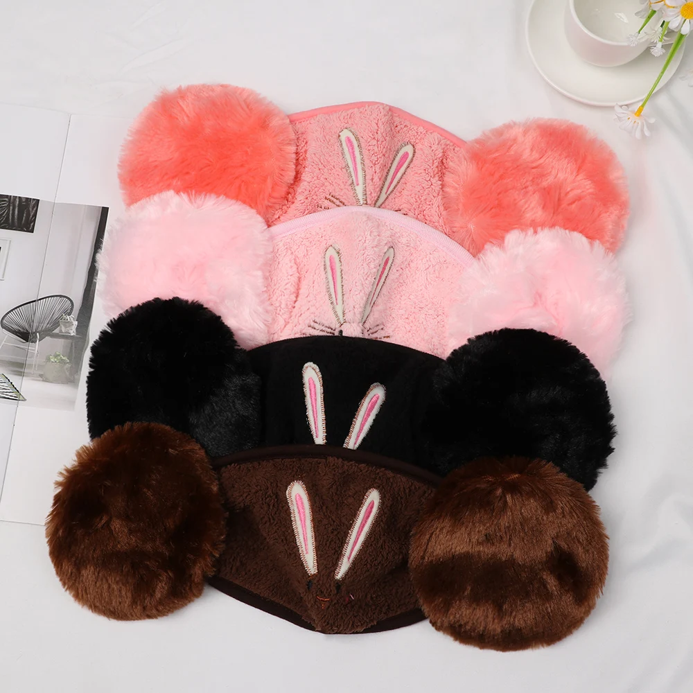 2in1New мультяшный Кролик кошка плюшевые теплые Наушники Модные женские зимние