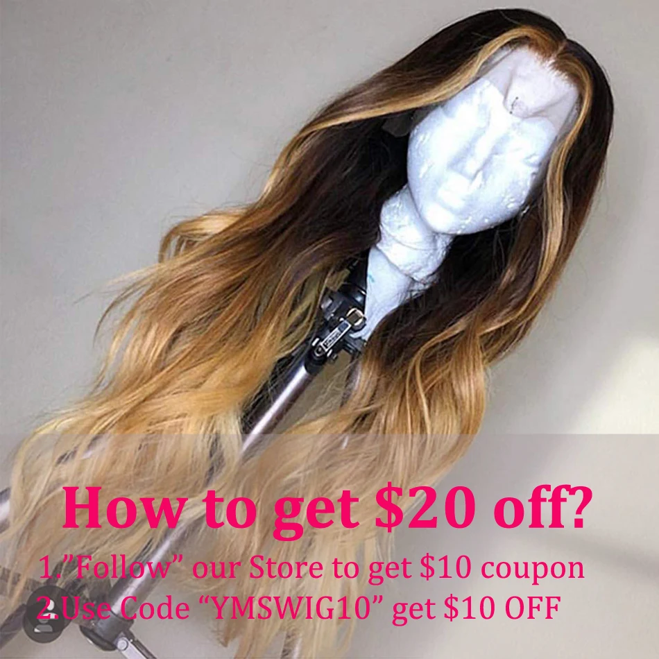 

YMS 1B/4/27 Highlight Wig Brazilian Body Wave Wig Lace Front Human Hair Wigs Honey Blonde Ombre Lace Front Wig Remy Hair
