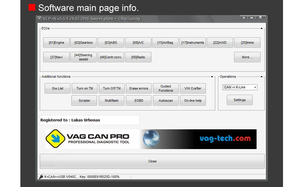 Для VAG CAN PRO Поддержка CAN BUS+ UDS+ K-Line S.W версия 5.5.1 VAG CAN PRO V5.5.1 с FTDI FT245RL лучше, чем VAG и ODIS