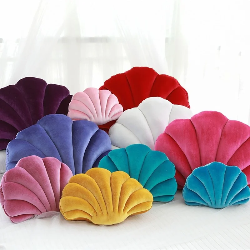

Large Medium and Small Shell Pillows Short Plush PP Cotton Filled Home Aquarium Decorative Cushions Home Creative Gifts