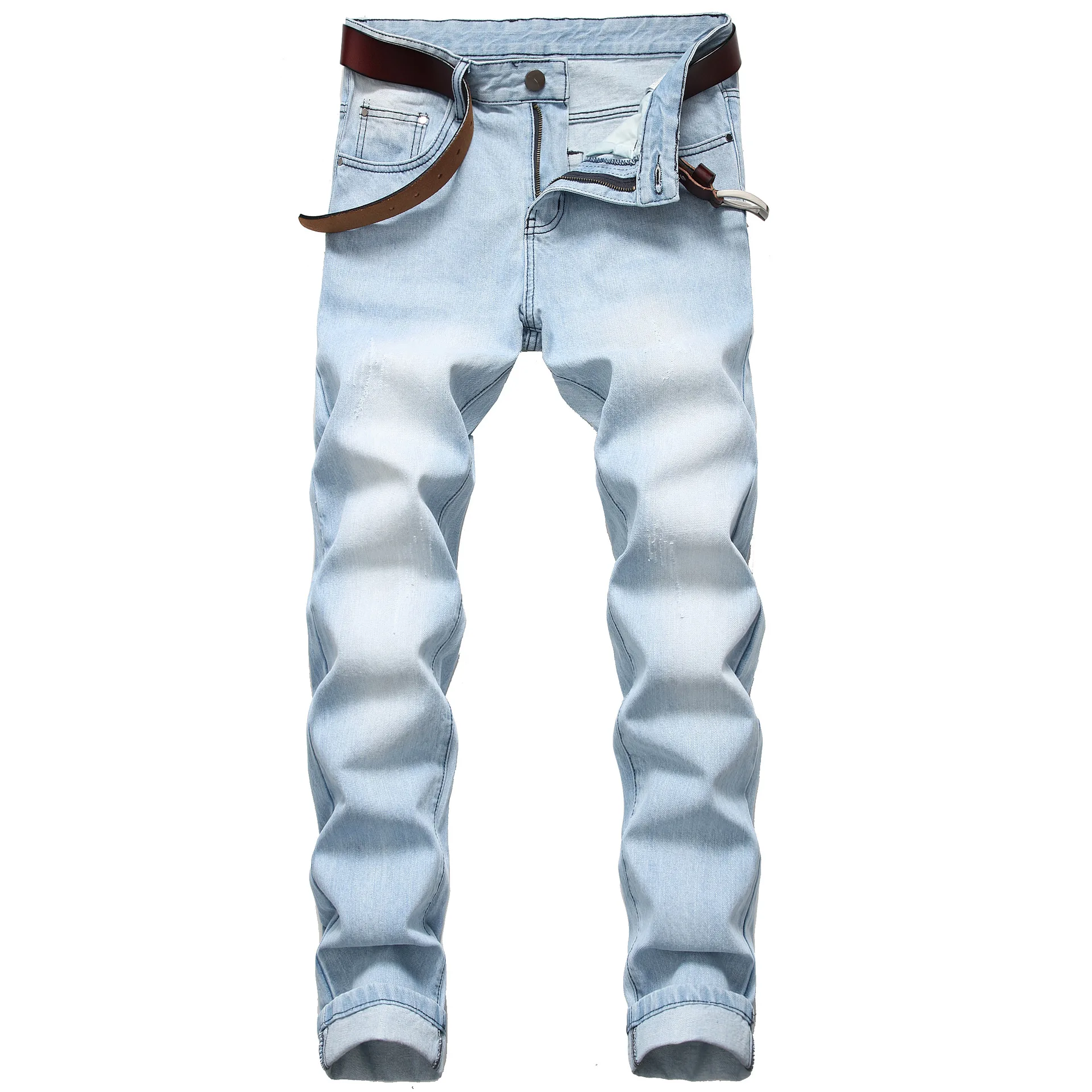 

2021 New Casual Straight-Leg Slim-Fit Light-Colored Denim Trousers Youth Spring Home Fashion Jeans