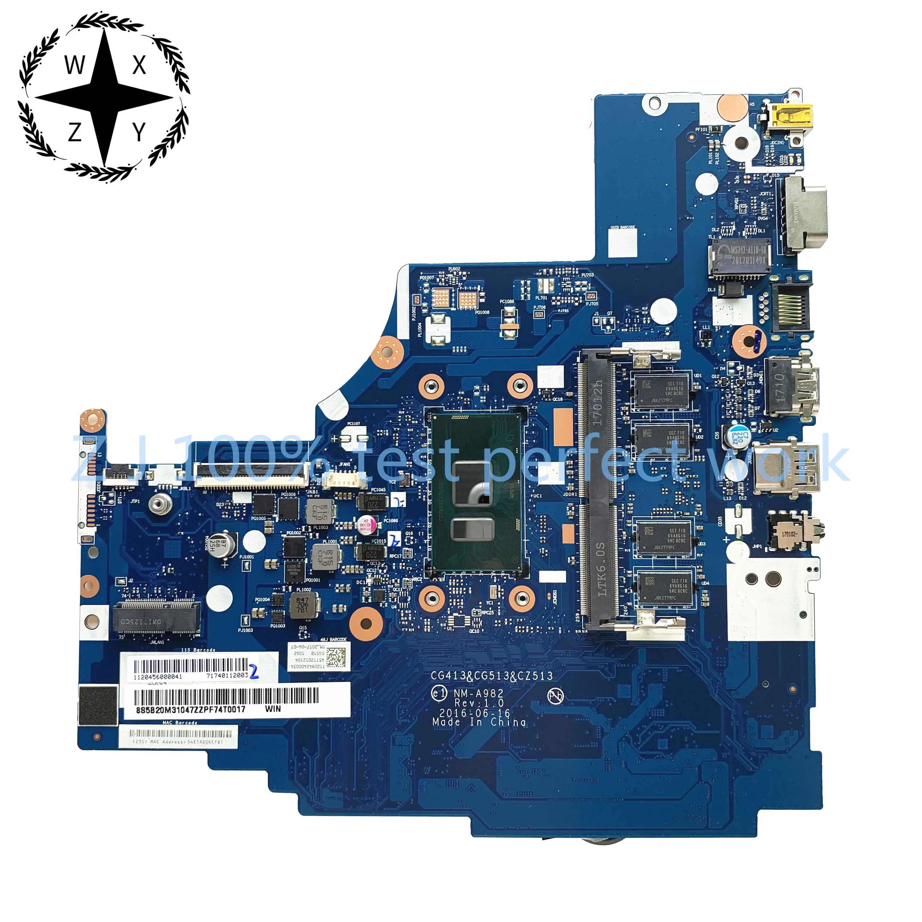 5B20M31047 для Lenovo Ideapad 310 15IKB материнская плата ноутбука с SR2ZU i5 7200U CPU 4 Гб RAM NM A982 DDR4 100%