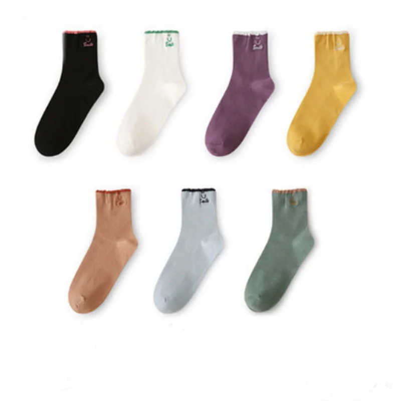 

5Pairs/set Letters Printed Socks Korean Woman skarpetki mujer femme chaussettes meias cute Long Socks New Year Christmas Gifts