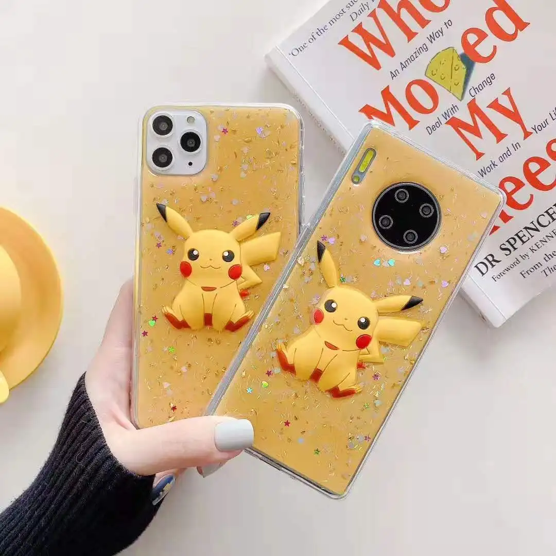 Блестящий чехол для телефона с Пикачу iPhone 6 6s 7 8 10 Plus X XS MAX XR 11 Pro Max huawei P20 30 Mate20