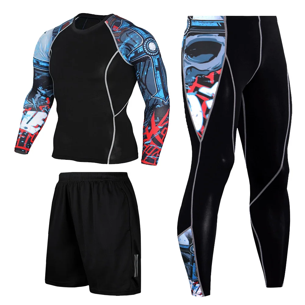 Мужская тренировочная одежда быстросохнущая компрессионная спортивная для