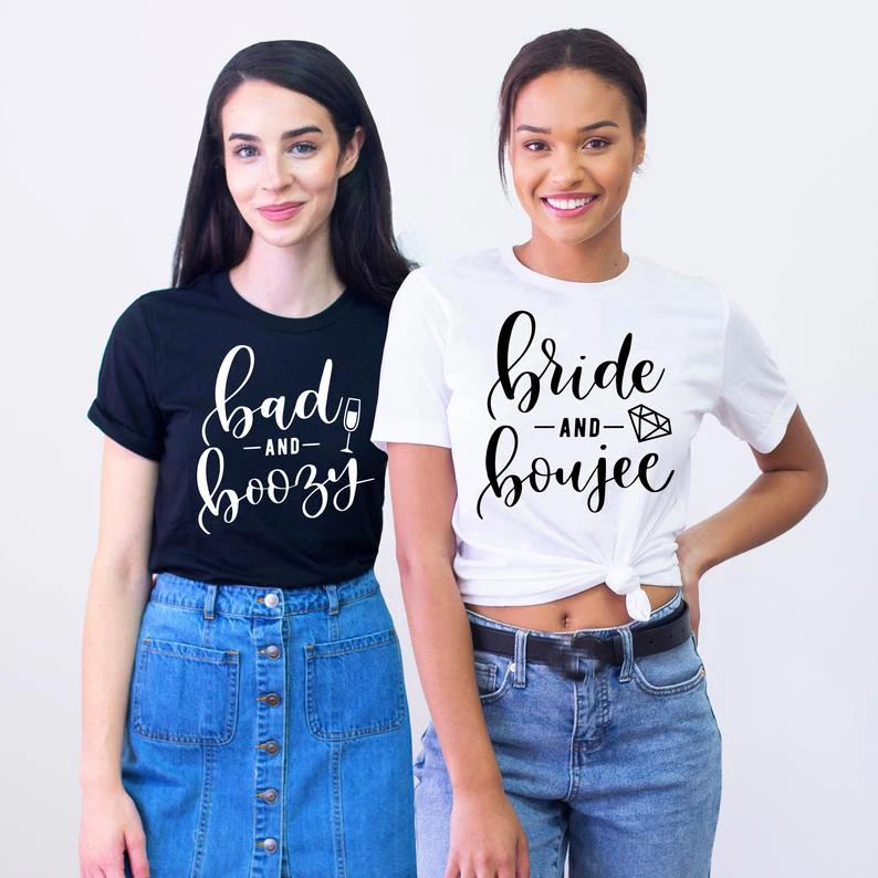Невеста и Boujee модная футболка женская эстетическое для мальчиков девочек с