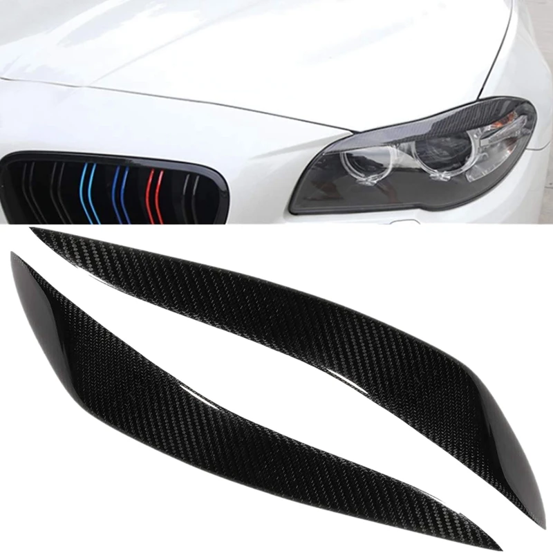 Углеродного волокна фары для бровей Веки накладка наклейка на BMW 5 серии F10 F18 520 523