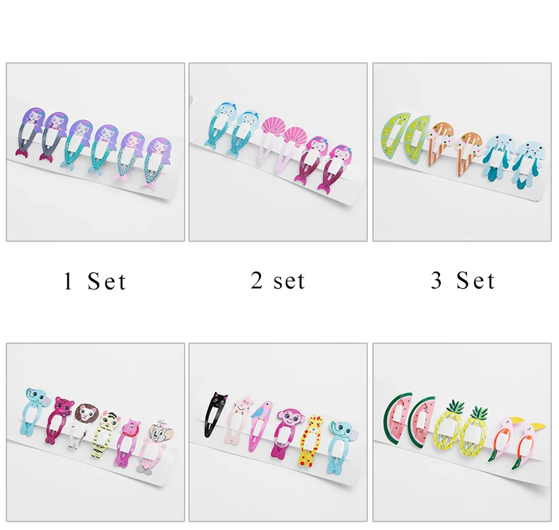 6 шт Дети аксессуары для волос для девочек Заколки для волос детская заколка для Головные уборы Единорог Радуга животных Русалка Фламинго милые шпильки
