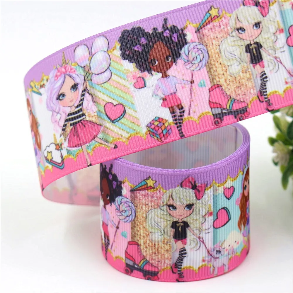 10 ярдов 1-1/2 дюйма 38 мм ленты в рубчик с мультяшным принтом аксессуары и украшения