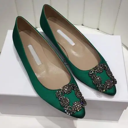 Zapatos planos con hebilla de cristal para mujer primavera otouno lujo marca Punta puntiaguda zapatos mocasines d| |