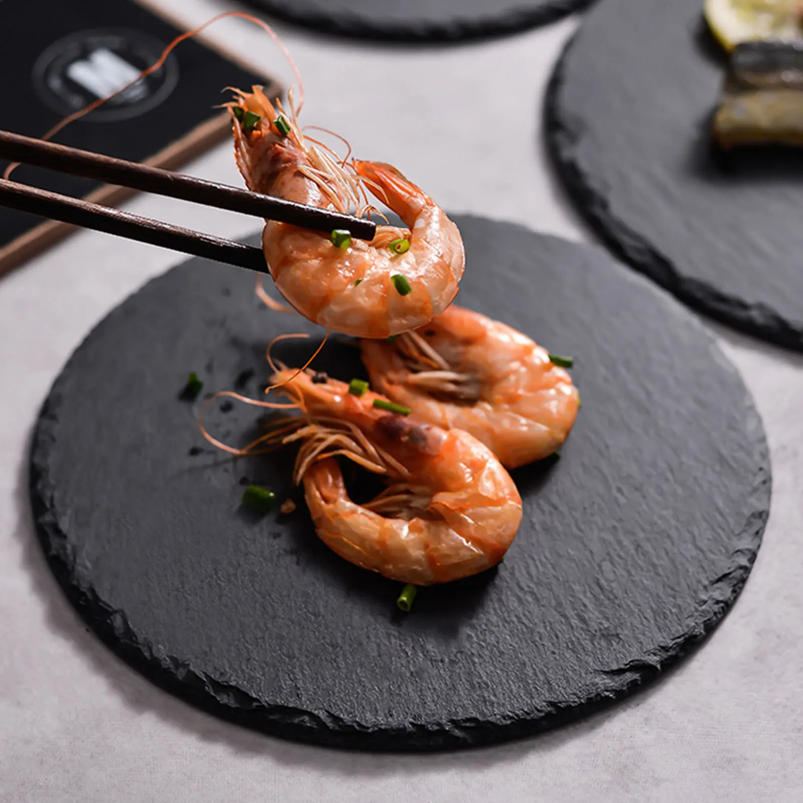 

Natural Rock Black Dishes Plates 8/12 inches Dinnerware Steak Salad Plate Spaghetti Plate for Home Restaurant Kitchen Supplies