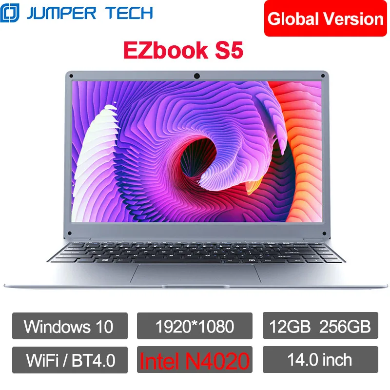 

Jumper EZbook S5 Notebook 14.0 inch Intel N4020 12GB 256GB Windows 10 1920*1080 IPS Screen Ultra Slim Protable Laptop Computer