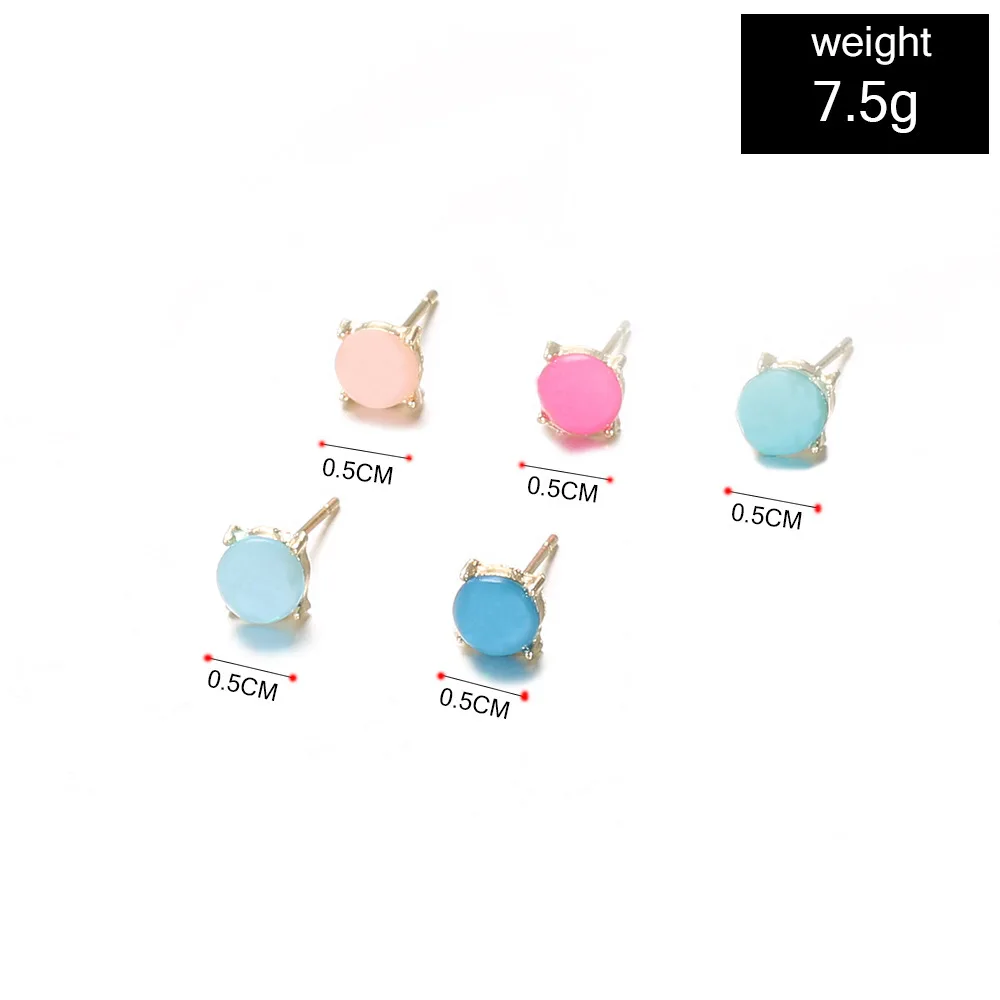 

New Fashion Rainbow Stone Round Stud Earrings Fashion Jewelry Women Gifts