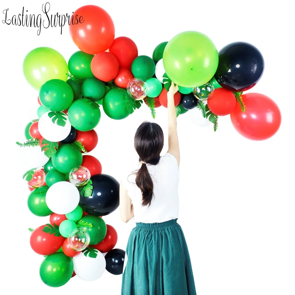 Красные зеленые черные воздушные шары гирлянды с Рождеством набор день рождения