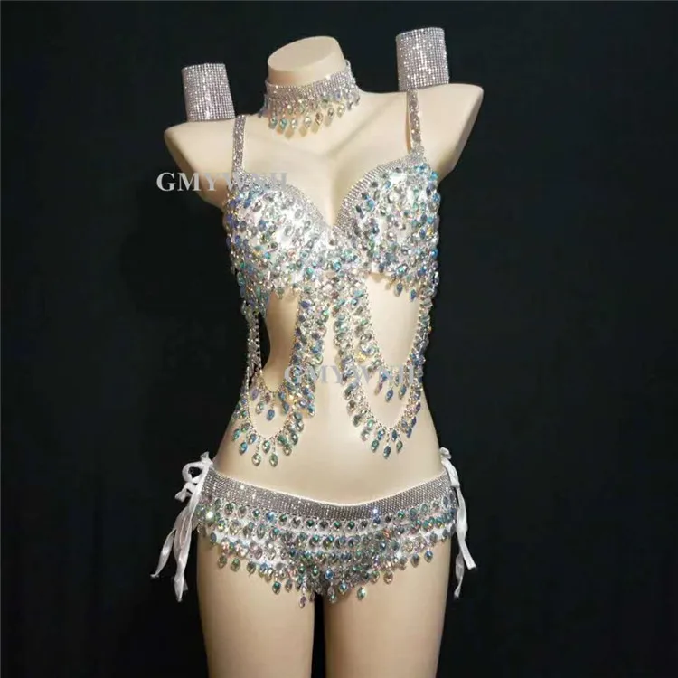 Женский сексуальный комплект бикини Стразы T41 одежда для диджея