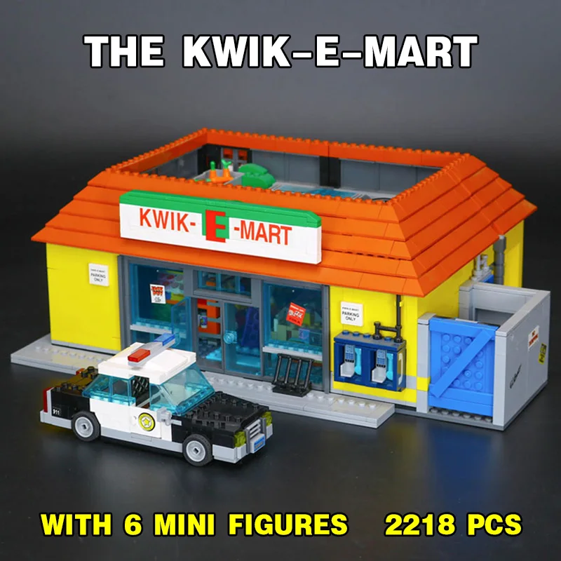 С мини-фигурками дом супермаркета и Kwik E Mart строительные блоки кирпичи магазин