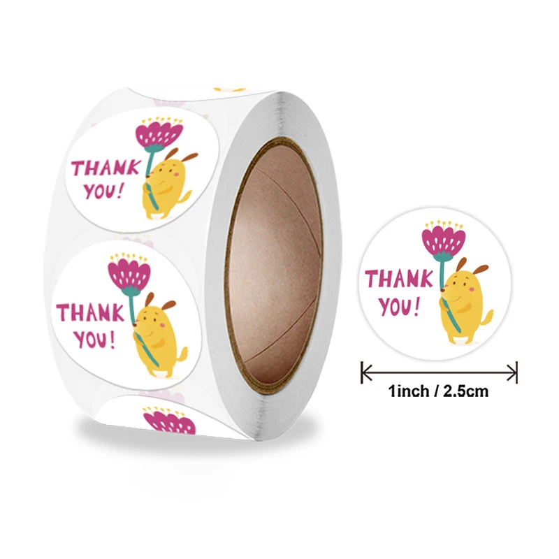 

Sunflower Lotus Butterfly THANK YOU Sticker Envelope Shopping Bag Label 25MM