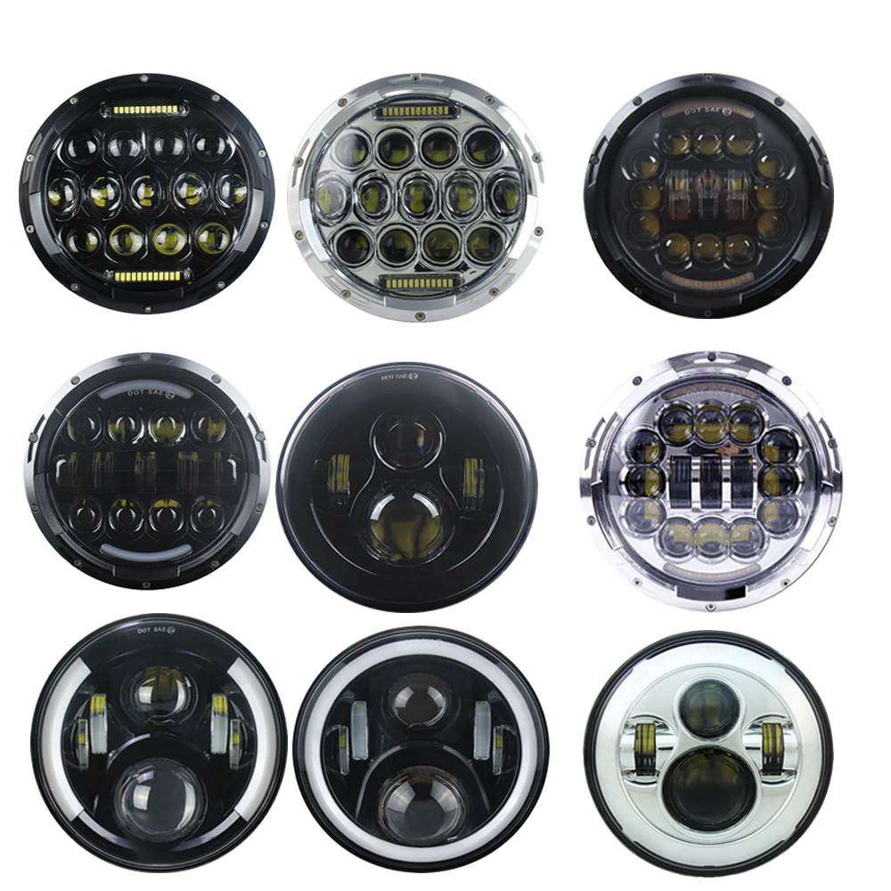 

2pcs 7 Inch Round Halo Led Headlight for Jeep Wrangler Unlimited JK 7" DRL Angle Eyes led Projector headlamp for Lada niva 4x4