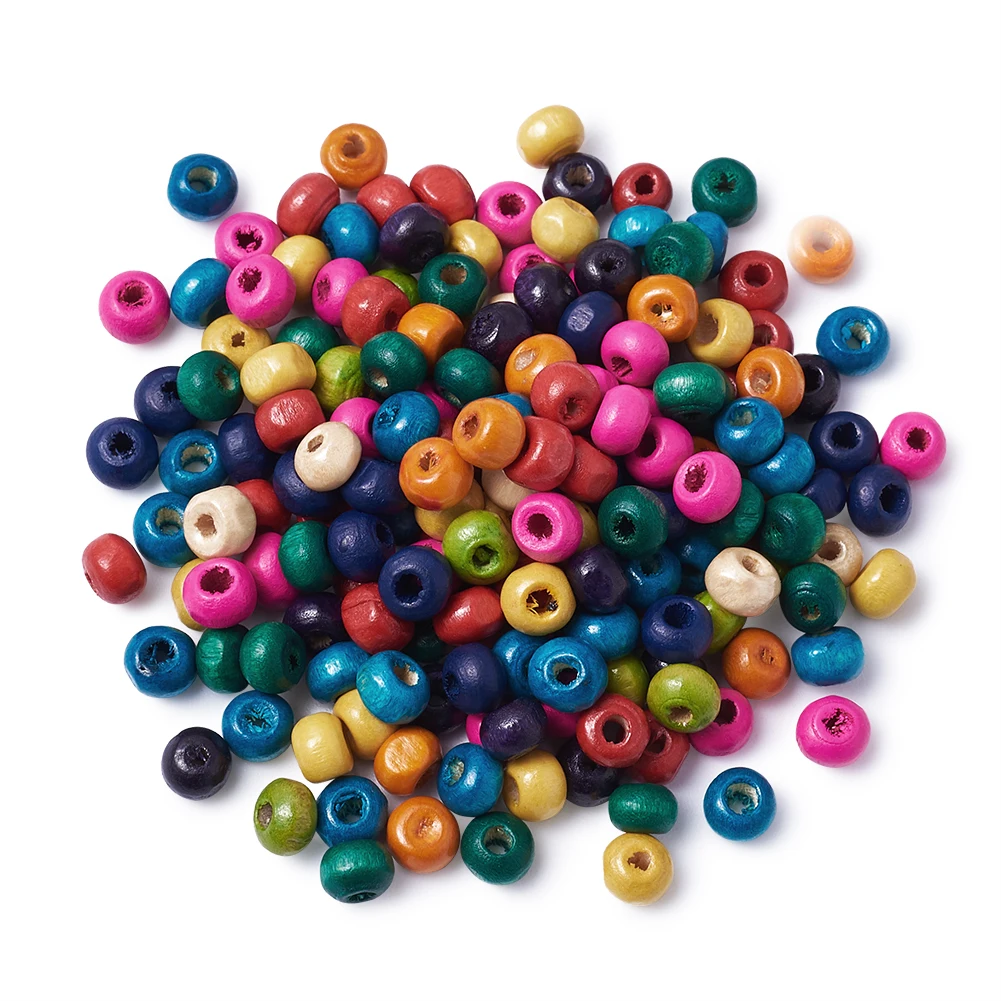 200 шт Разноцветные деревянные счеты для детей DIY окрашенные без свинца около 5 5x4