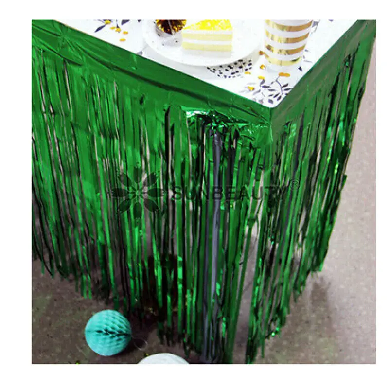

Party Metallic Fringe Table Skirt Foil Tinsel Many Tulle Tutu Tableware Wedding Decoration Baby Shower Table