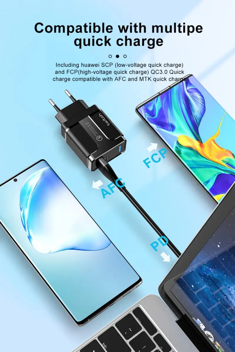 3A Quick Charge 3 0 USB зарядное устройство EU стены мобильный телефон адаптер для IPhone X макс