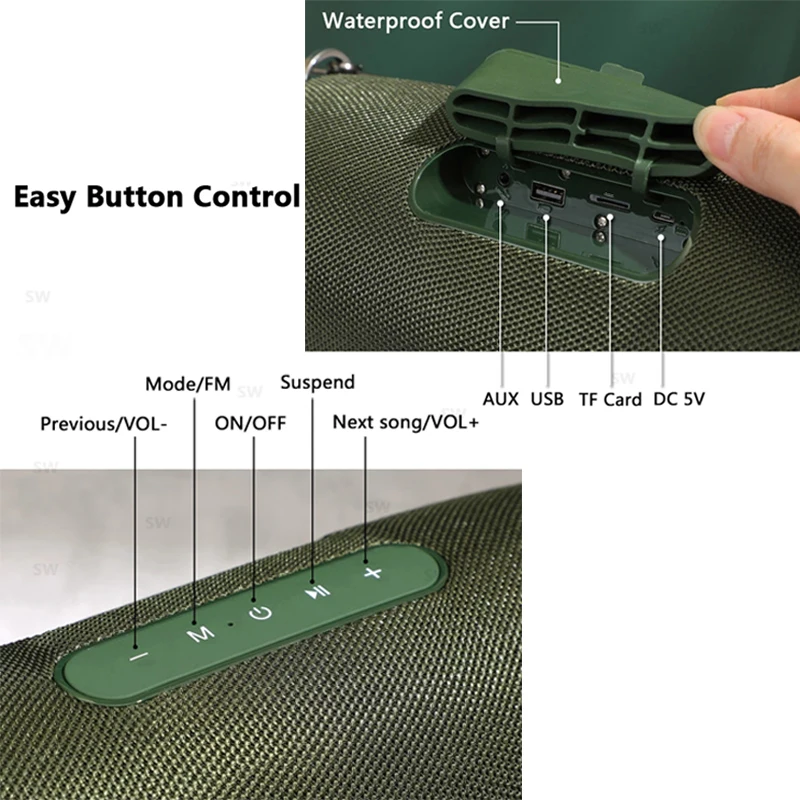 Портативная Водонепроницаемая Колонка TG187 50 Вт мощный Bluetooth динамик с сабвуфером