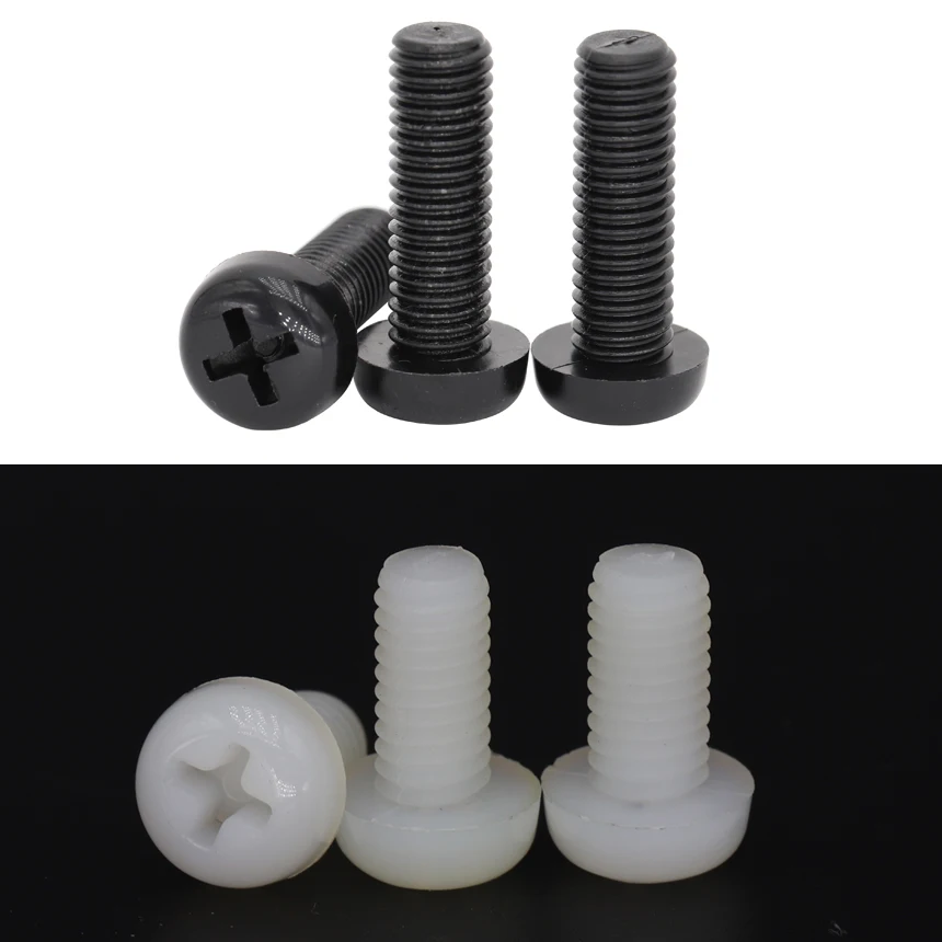 

M3 M3*10/15/20/25/30 M3x10/15/20/25/30 White Black Nylon Plastic Bolt Phillips Cross Recessed Flat Round Pan Head Screw