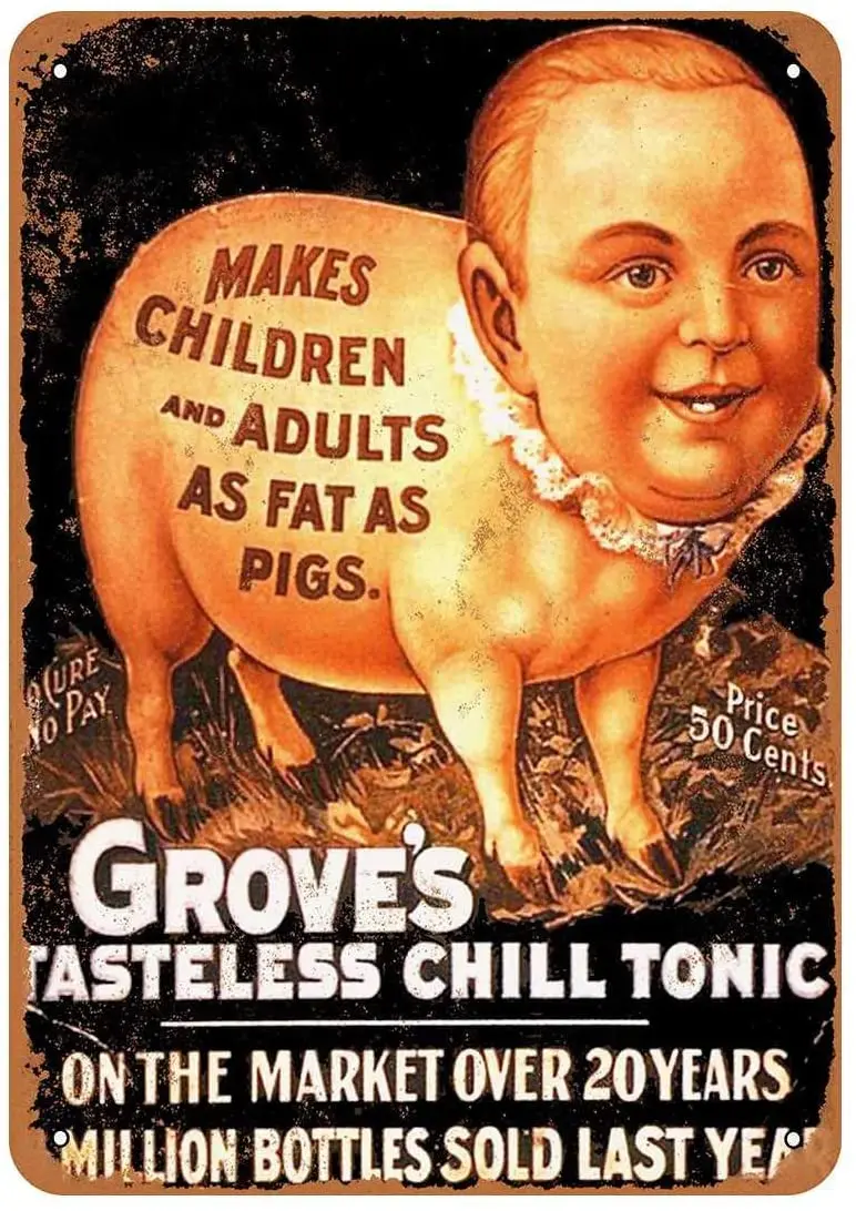 

Diuangfoong Grove's Tasteless Chill Tonic Vintage Look Metal Sign 12"×8"