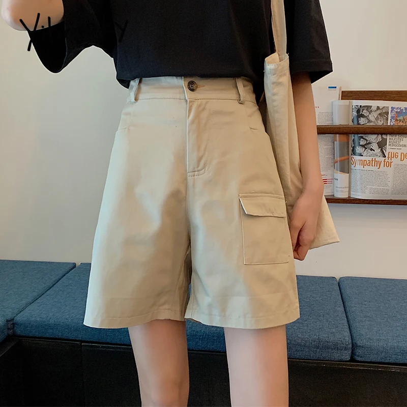 Женские хлопковые шорты harajuku размера плюс 5XL с высокой талией летние прямые