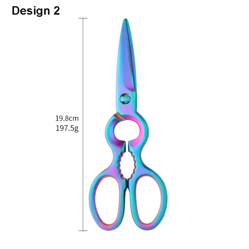 Design2 No.0-1Pc 1 шт. кухонные ножницы из нержавеющей стали, инструмент для мяса рыбы, Щелкунчик для бутылок, нож для костей, съемные кухонные инструменты - Цвет: Design2 No.0-1Pc